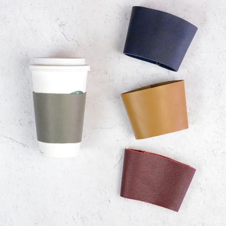 कस्टम मुद्रण पुन: प्रयोज्य कप आस्तीन बैग दूर ले बुलबुला चाय कॉफी कप धारक ढोना चमड़े कप आस्तीन बैग