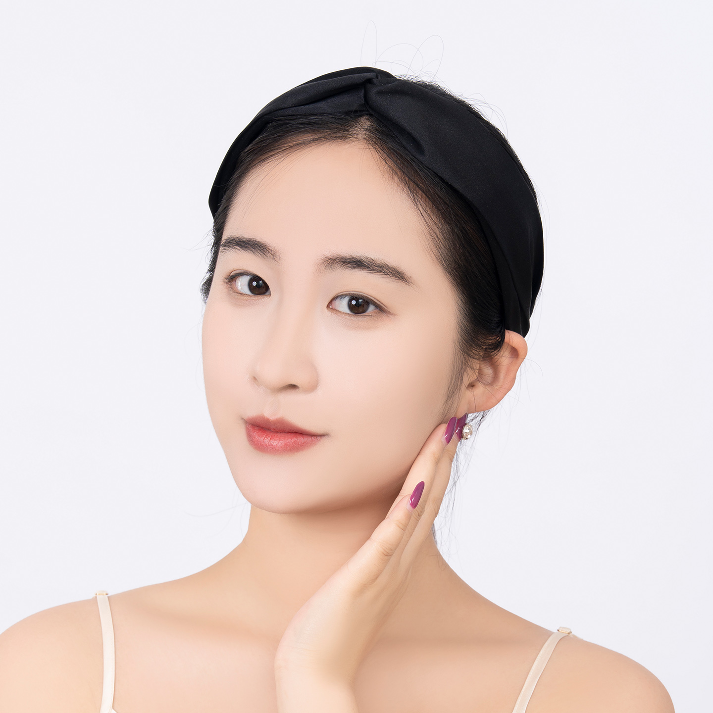 Fascia per capelli in seta nera