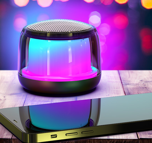 Taşınabilir şeffaf kılıf derin bas parti kablosuz Mini yuvarlak renkli RGB LED yanıp sönen ışık su geçirmez BT hoparlör - Product Image 3