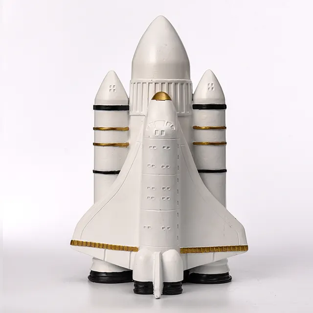 Artículos de decoración modernos para el espacio exterior, figurita de cohete de resina, estatua de cohete de mesa