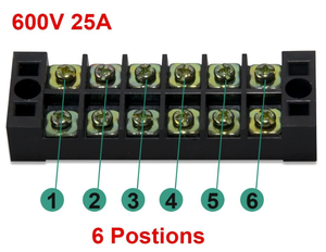 6 P <strong>Dual</strong> Row 600V 25A Screw Terminal Blocks with Cover + 400V 25A 6p(white and Black) Terminal <strong>Busbar</strong> Connector - Product Image 4