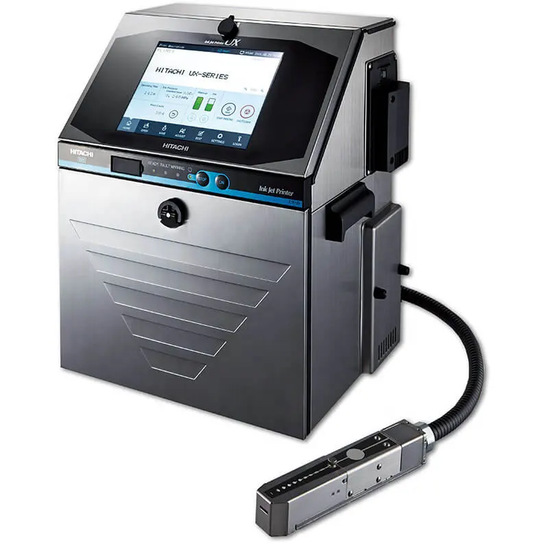 Impressora a jato de tinta Cij Industrial UX-160W remodelada, código de lote, data de validade e códigos de barras para embalagem da Hitachi