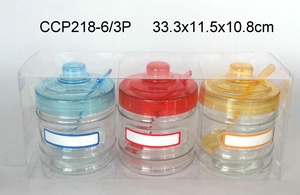 CCP218-6 300ML küçük cam kavanoz plastik kapaklı ve kaşık ve isim etiketi - Product Image 4