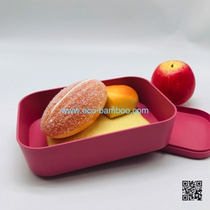 Bamboo Fiber Lunch Box Plastic Microwavable Food <strong>Containers</strong> for Meal <strong>With</strong> <strong>Lids</strong> <strong>Rectangular</strong> Reusable Storage Lunch - Product Image 3