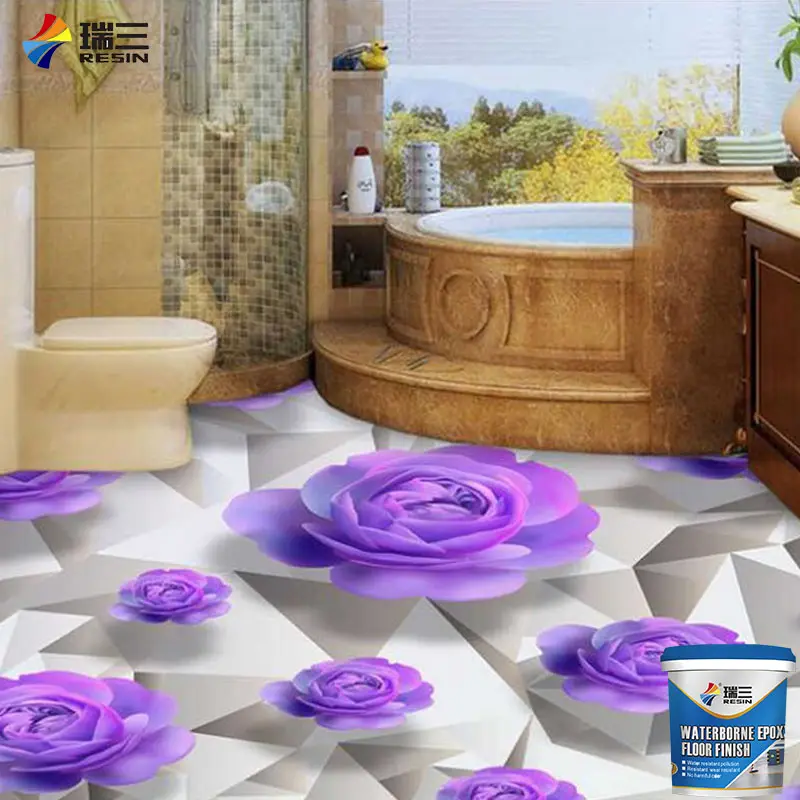 Pintura de revestimiento de azulejos de suelo epoxi 3D para baño, gran oferta