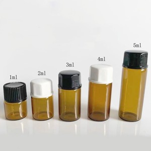 ホットセールミニ1ml 2ml 3ml 4ml 5mlクリアアンバーガラスバイアルボトルオリフィスリファイスリデューサープラスチックキャップ付きエッセンシャルオイル香水用 - Product Image 6