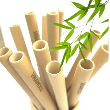 Amazon Top Seller Frullati Succo di Tè della Bolla Materiale di Bambù Originale Sicuro Eco Personalizzato Logo Bere Paglia di Bambù Prodotti