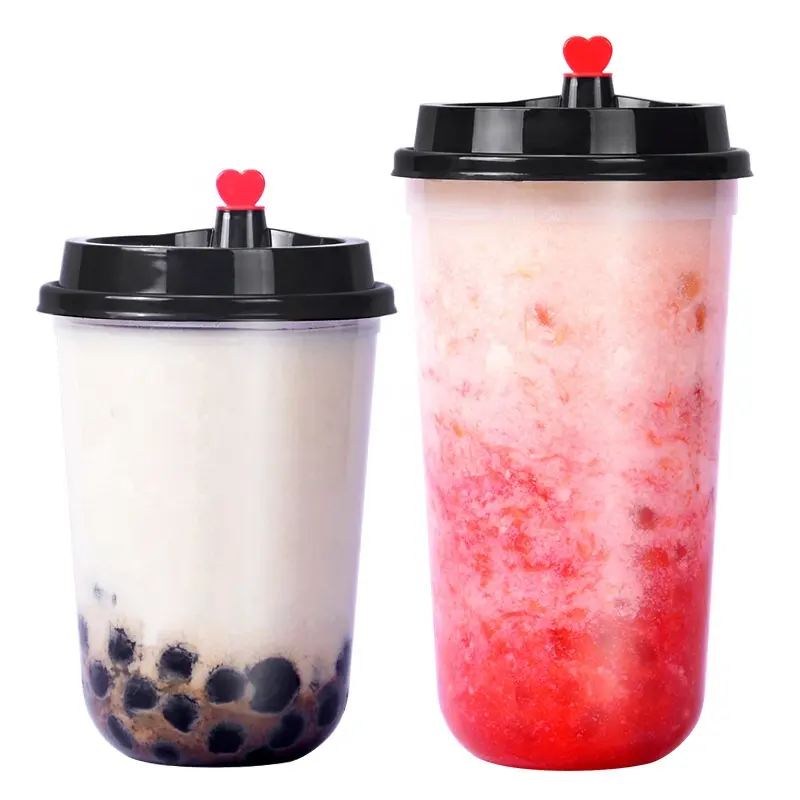 GTG Disposable PP U shaped plastic cup 700 ml with the top diameter of 90 mm for cream cake and boba milk tea
