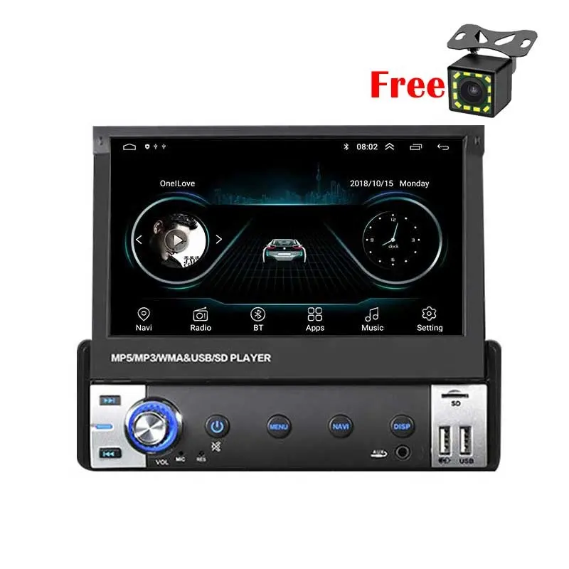 Pemutar DVD Mobil 7 Inci 1Din Layar Sentuh, Pemutar DVD Mobil Android 9.1 dengan Fitur Auto Scaling, Radio Mobil GPS, Wifi, Kamera Belakang 12LED Gratis