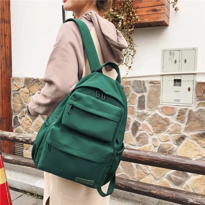 Mochila de nailon resistente al agua para mujer, de viaje con múltiples bolsillos morral, mochila escolar para chicas adolescentes