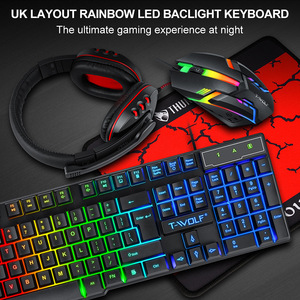 WSY 4 en 1 Combo ordenador y almohadilla móvil Tecladosp PC Gamer Set retroiluminado LED profesional Gaming Keyboard Mouse and Headset Combo - Product Image 4