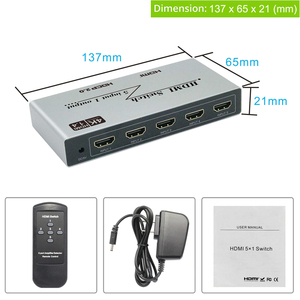Supports 4K 3D HD <strong>HDMI</strong> <strong>Switcher</strong> <strong>HDMI</strong> Switch <strong>5</strong> in <strong>1</strong> Out <strong>hdmi</strong> Switch 5x1 with Remote Control for PS4 Xbox - Product Image 5