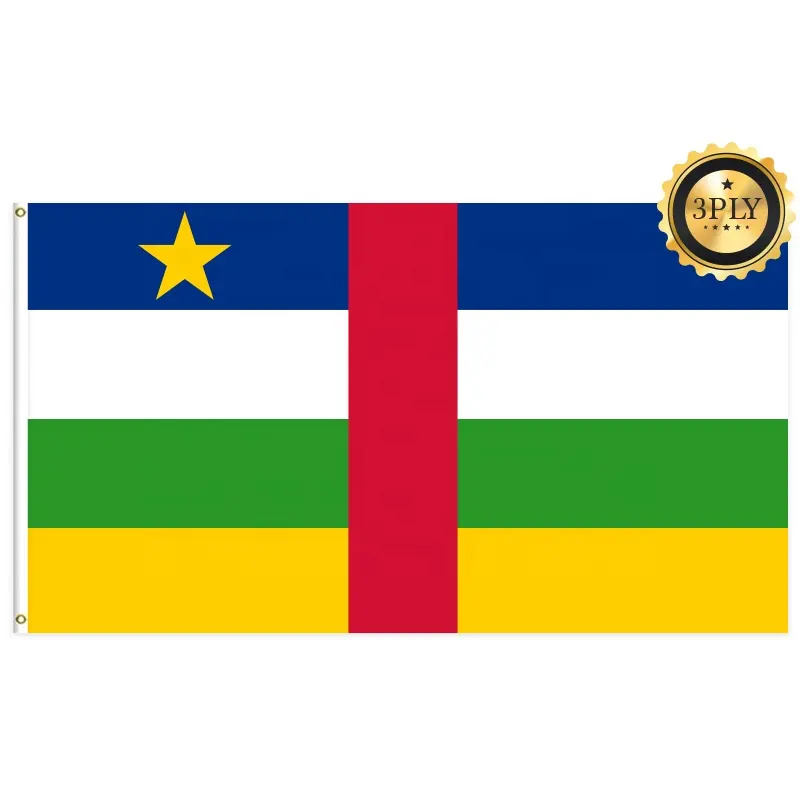 Venta al por mayor precio barato 3*5 pies Impresión de doble cara 3 capas de poliéster las banderas de la República Centroafricana