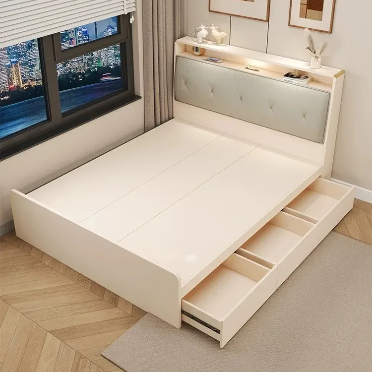 Letto singolo di stoccaggio design moderno semplice nordico piccolo appartamento adulto alta scatola letto casa camera da letto tatami letto di stoccaggio