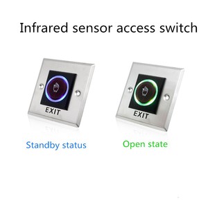 Indicador LED Control de salida sin contacto Sensor infrarrojo Botón de liberación de puerta 3A Max. Interruptores de botón pulsador de acceso de puerta LED actual - Product Image 5