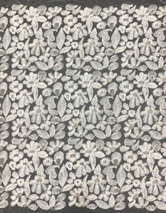白色2024新款刺绣3D珍珠串珠花婚纱蕾丝面料漂亮珠子新娘晚礼服蕾丝面料