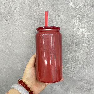 Christmas Custom <strong>Gift</strong> Red Green 16oz Sublimation Stainless Steel Can 16oz Cups with <strong>pp</strong> Plastic Lids Glittery 16oz Tumbler <strong>Mugs</strong>