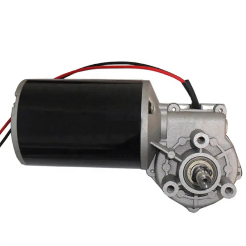 Motor de CC de 76mm personalizado de fábrica, caja de engranajes de tornillo sin fin de metal para sistema de obturador y elevación, puerta automática, 60w, 12v