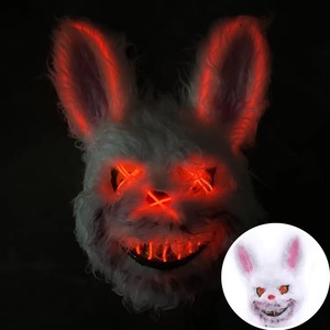 ブラッドホラーハロウィーンLEDコールドライト小道具スクリプト狼男キルパーティージャンプタイドプレイウサギの顔ダブルカラーライトマスク