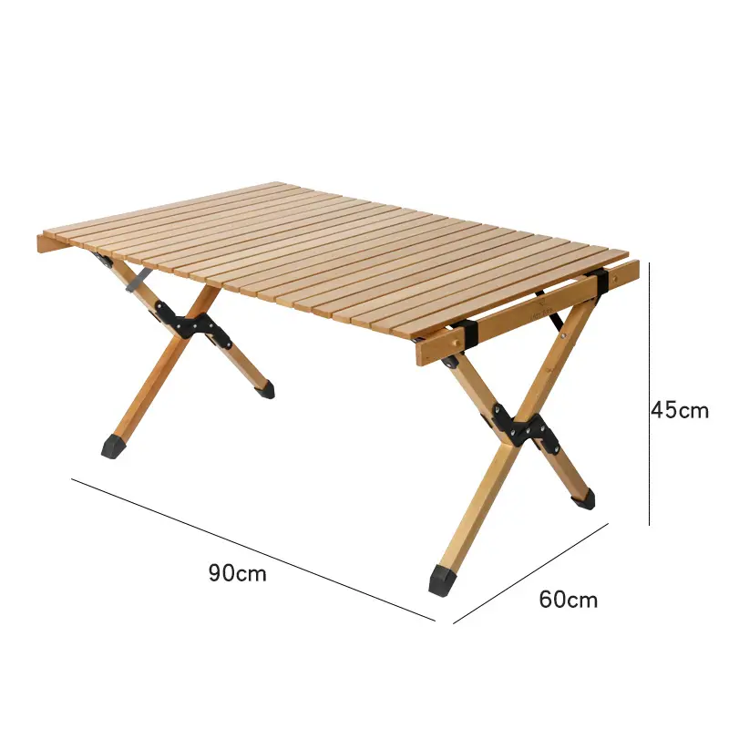 2023 nuova vendita calda semplice tavolo pieghevole in legno portatile da campeggio all'aperto tavolo pieghevole giallo