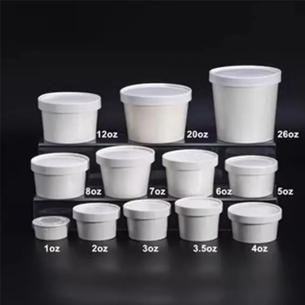 맞춤형 로고 인쇄 흰색 환경 친화적 인 재활용 냉동 요구르트 포장 그릇 용기 아이스크림 종이 컵