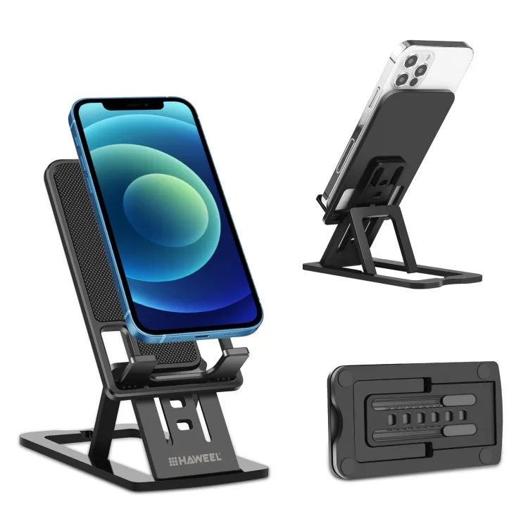 Suporte de telefone disponível em estoque para mesa, suporte de plástico ajustável para transmissão ao vivo, portátil e dobrável, para celular