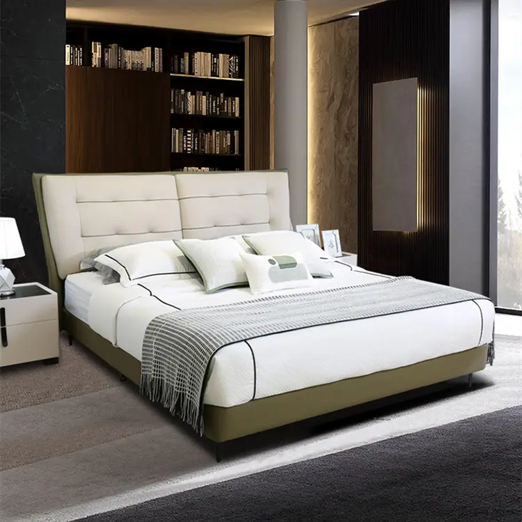 Set letto moderno design master room italiano king size in pelle letto matrimoniale mobili camera da letto set moda nuovo modello di letto