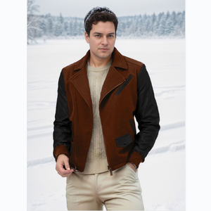 PU deri renk eşleştirme uzun kollu moda ceket ile ilkbahar ve sonbahar erkek deri ceket - Product Image 2