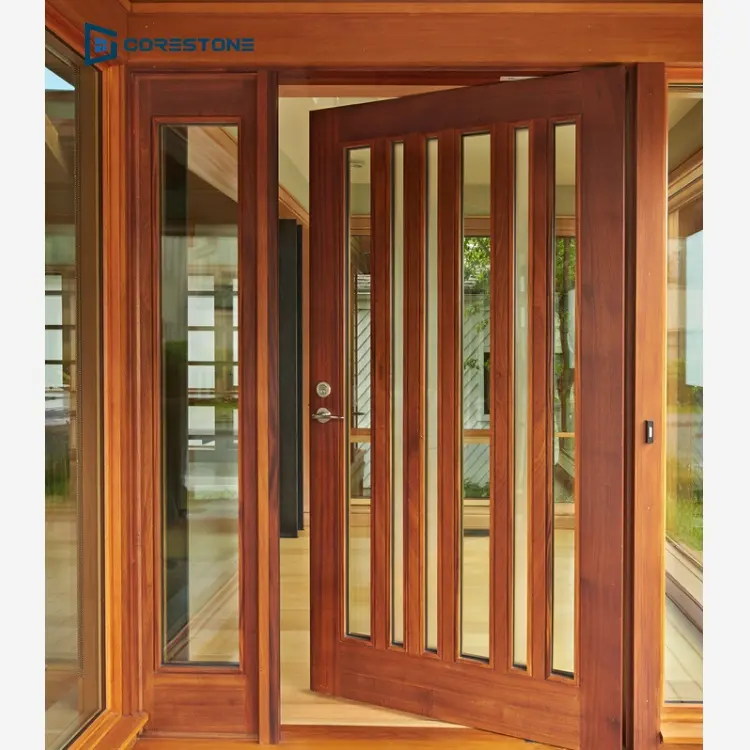 النمط الأمريكي الحديث تصميم باب محور كبيرة مدخل باب من الخشب الصلب الخارجي الباب الأمامي تصميم للمنزل أو فيلا