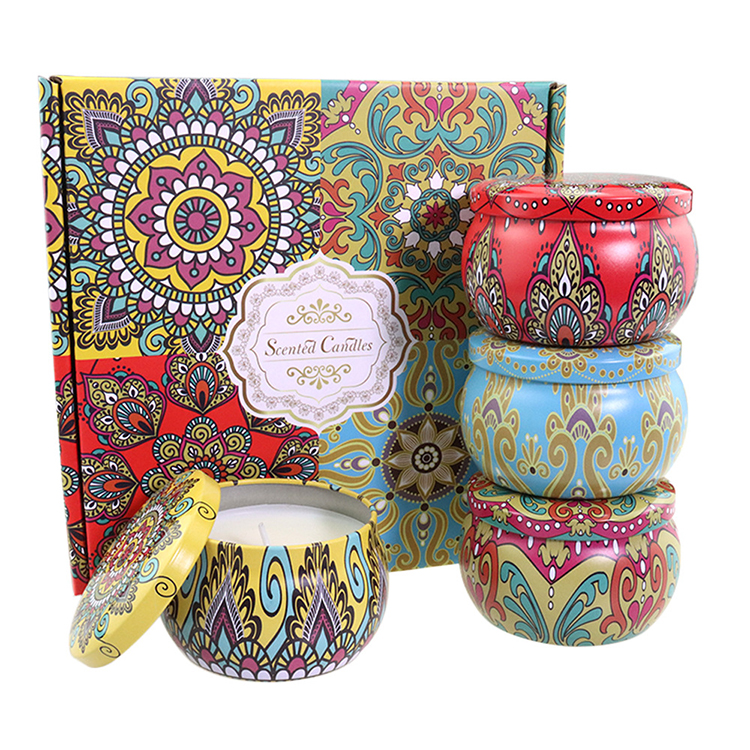 Round Scent Body Soy Christmas Natural Bath Scented Wax Candle In Tin Jar