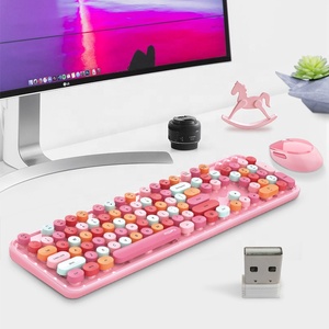 Teclado y ratón inalámbricos para oficina, juego de lápiz labial de color dulce, 2,4G - Product Image 6