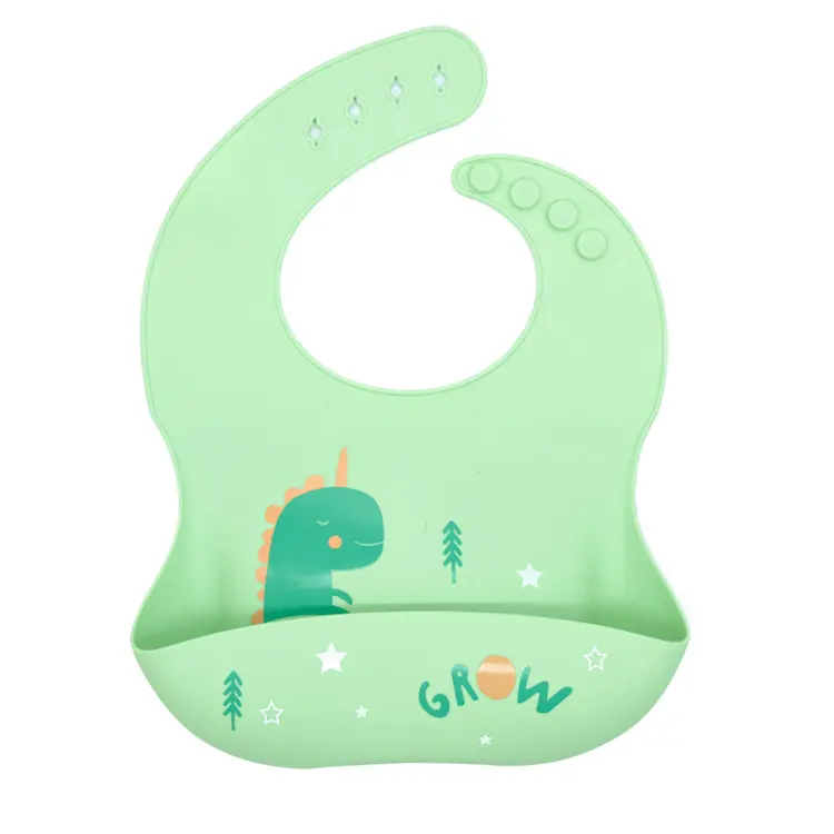 Wholesales babador para bebê, babador de silicone à prova d' água lavável e estampada com animal