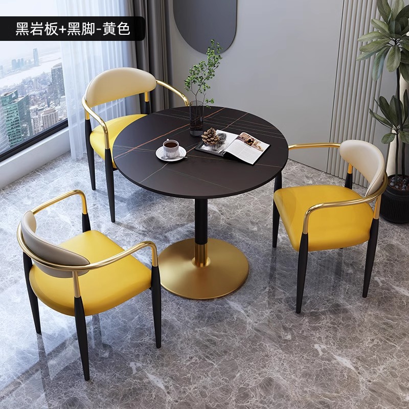 Bureau 80 cm noir avec pieds bicolores + 3 chaises jaunes