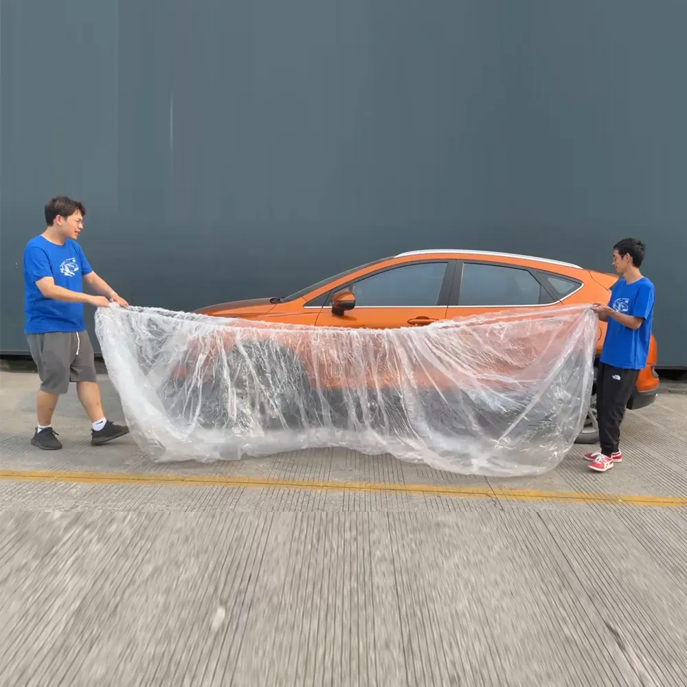 Housses de protection transparentes en plastique jetables pour voiture Housse de protection contre la pluie pour voiture avec attache