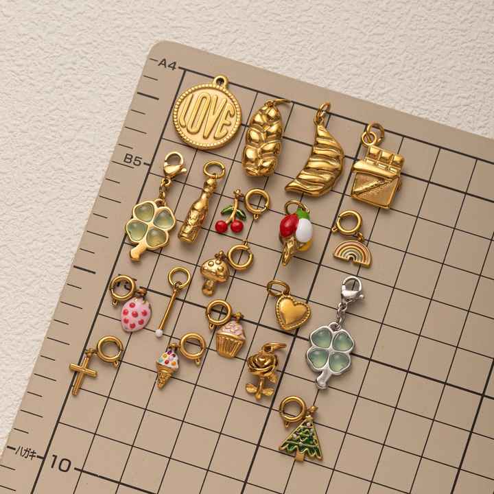 Festive Moments | 18K PVD Gold Plated Stainless Steel Pendants | Food & Ornaments Charms | Waterproof, Hypoallergenic & Durable