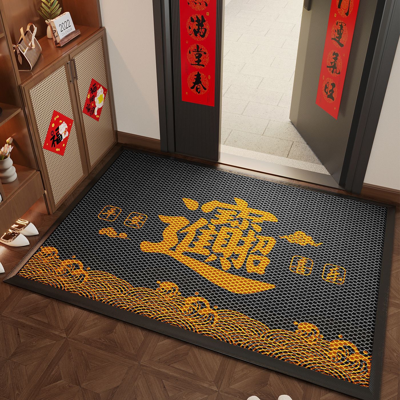 พรมเช็ดเท้า Elastic King - สีเทามินิมอล เรียบง่าย สบายๆ สงบสุข