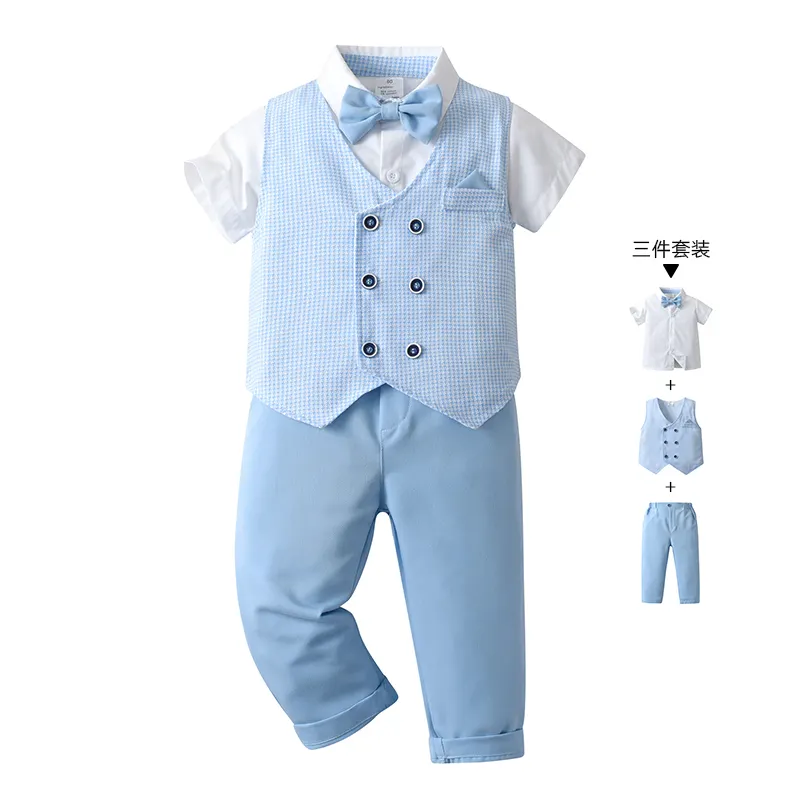 Neues Baby-Mädchen-Bekleidungssets kurzarm Kid formeller Anzug bequemer Kinderfreizeitanzug für Party