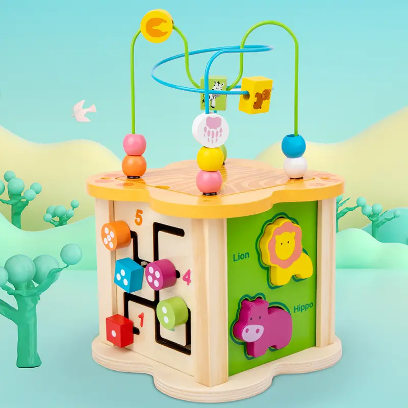 Enfants en bois activité Cube perle labyrinthe jouets en bois forme éducative correspondant boîte au trésor jouets bébé jouets pour enfants apprentissage