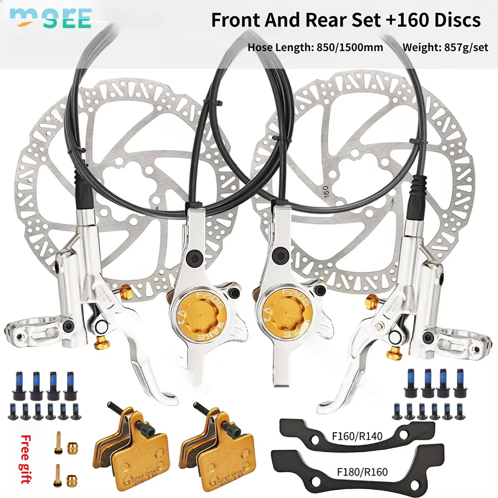 Kit de freins hydrauliques F&R gris titane 857 g + plaquettes de disque 160 mm