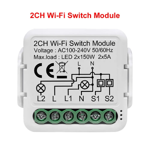 Sistema inteligente de automatización del hogar 100-240V AC Tuya Smart Wi-Fi 2 canales Mini Módulo de interruptor-V - Product Image 4