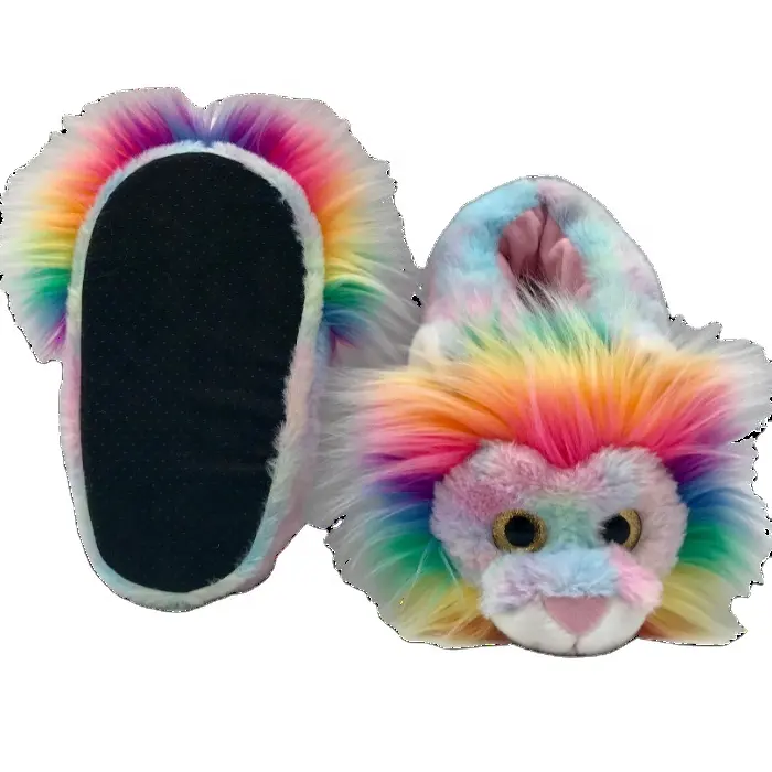 The latest of lovely fashion high quality factory price warm soft plush lion animal shape indoor slipper for winter