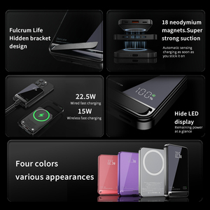 H1 מגנטי כוח 5000mah 10000mah מעמד נייד mah עם פונקציה תצוגה דיגיטלית אלחוטית 15w, טעינה מהירה 22.5w