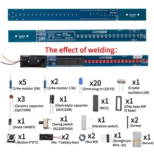 16 Bits POV <strong>LED</strong> Stick Light Rocker Diy <strong>Kit</strong> Shaking STC89C52 51 Microcontroller Electronic Solder <strong>Kits</strong> Blue/Red Display - Product Image 1