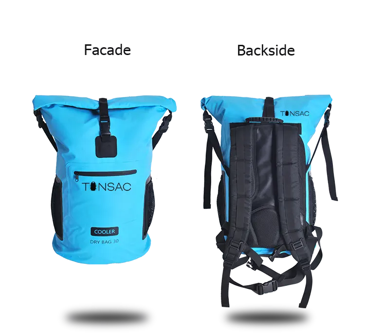 Yüksek kaliteli sırt çantası tarzı soğutucu en popüler rulo üst 500D PVC köpük yalıtımlı soğutucu sırt çantası