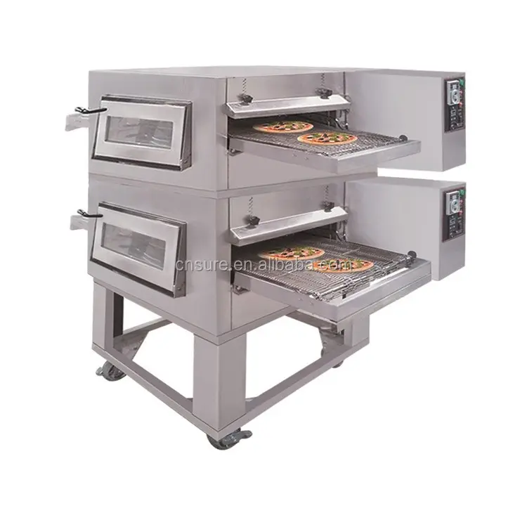 Oven Pizza Konveyor 2 Dek Gas/Elektrik Konveksi Komersial untuk Pizza 18"