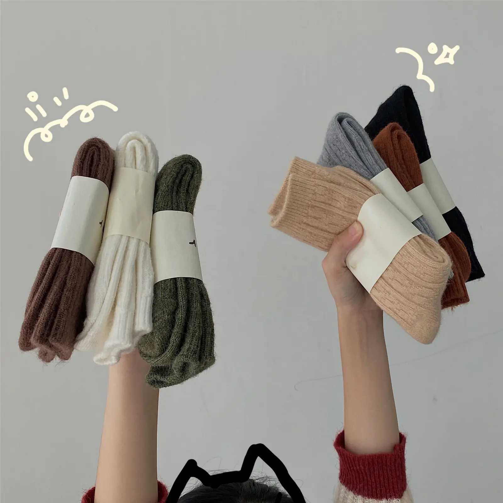 Chaussettes mi-mollet en laine épaisse pour femme, vente en gros, solide, Vintage, chaud, tricot torsadé