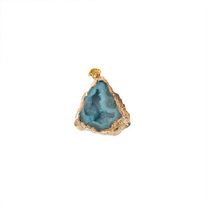 Doğal cilalı Feng Shui akik renkli kristal küme Druzy altın kaplama Aura Charm Geode akik parça kolye - Product Image 6