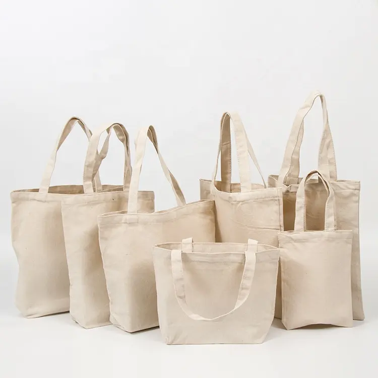 wholesale plain blank cotton canvas tote shopping bags with custom printed logo