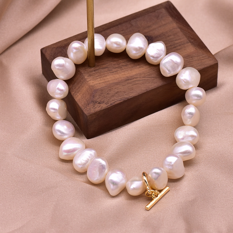 GB0204C-8 Pulsera elástica de perlas barrocas