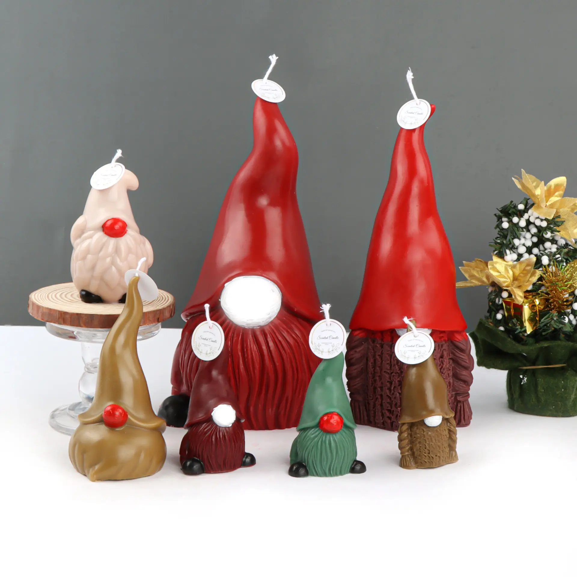 BS434 nuevos adornos de fiesta DIY 3D Navidad grande Santa Claus vela enana molde de silicona para la fabricación de velas de Navidad